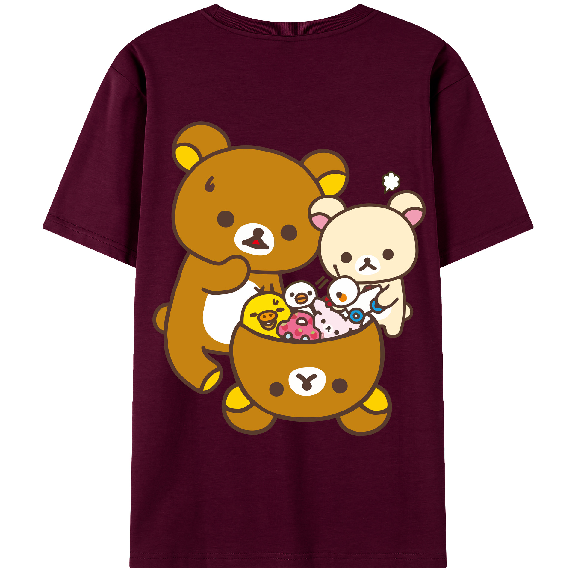 （画像用） リラックマ リラックマ キイロイトリ Rilakkuma Korilakkuma Kiiroitori レディース半袖Tシャツ(バックプリント)